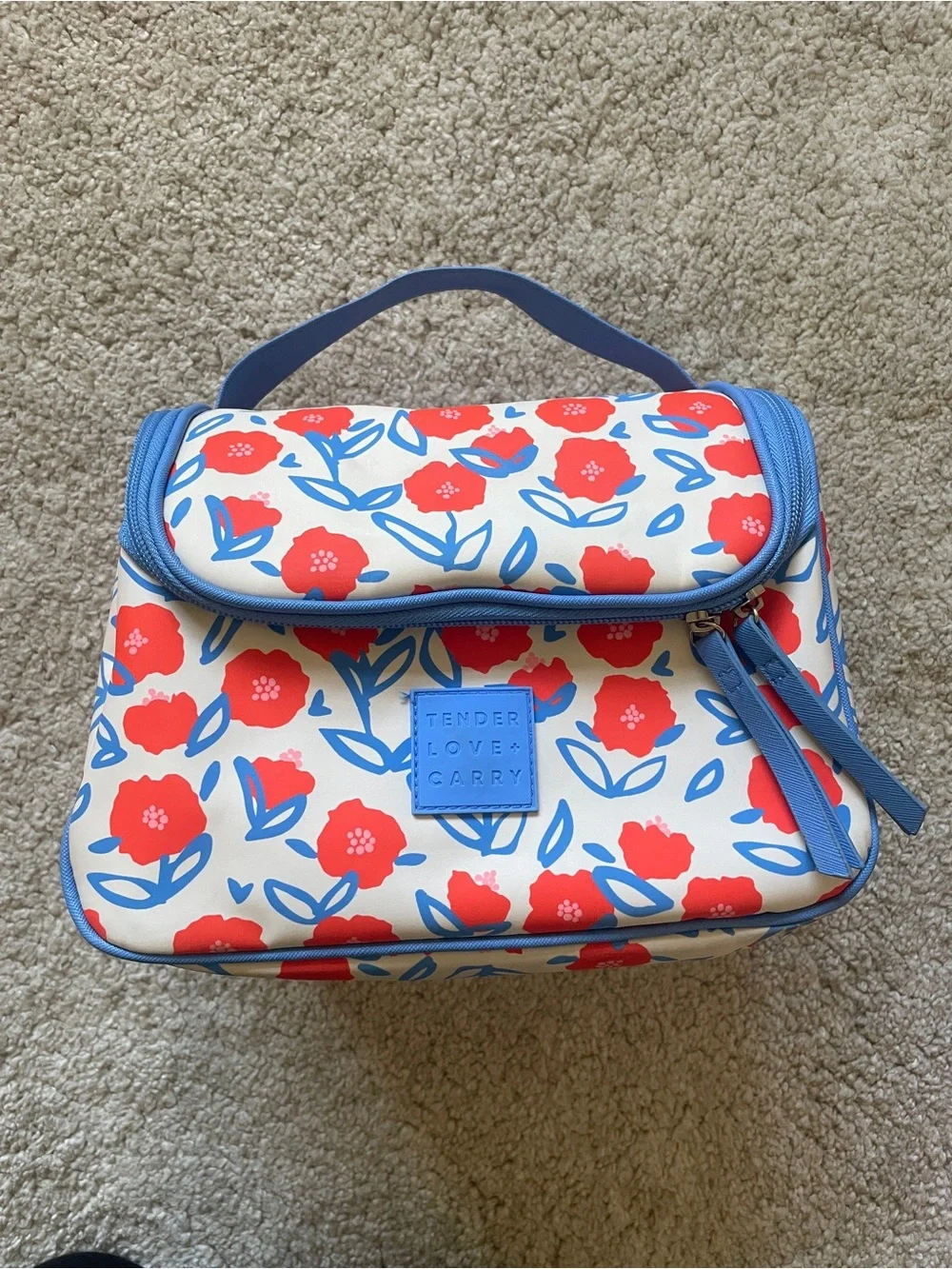 TENDER LOVE + CARRY Cosmetic Travel Bagd Floral Poppy Print